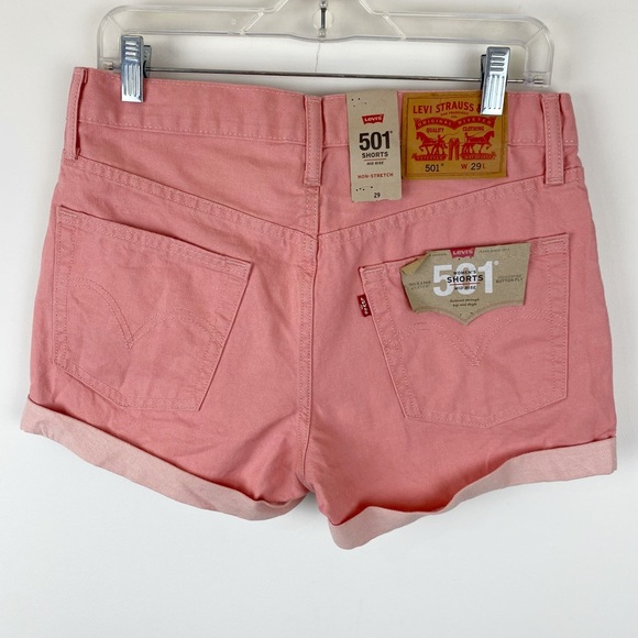 NEW Levi’s 501 Mid-Rise Cuffed Short Pink Size 29 - Picture 4 of 5